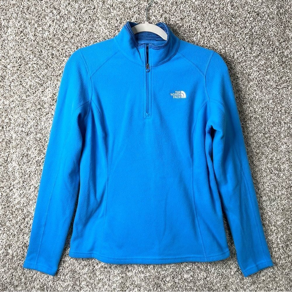 The North Face Sweatshirt Women’s Medium Blue Textured Cap Rock 1/4-Zip Fleece